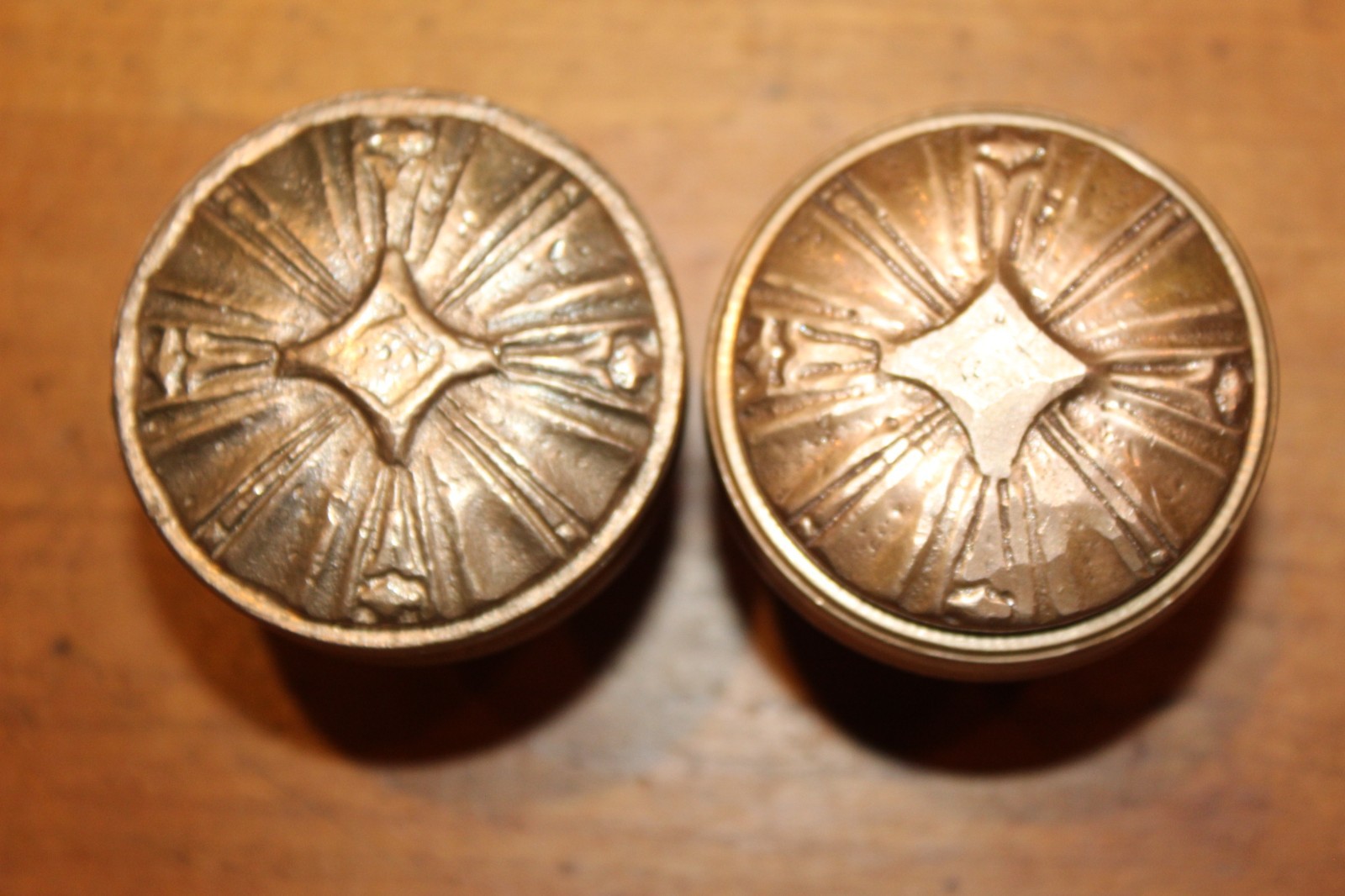 Pair of Heavy Cast Bronze 2″ Doorknobs Marked WB H-48360 Y-8