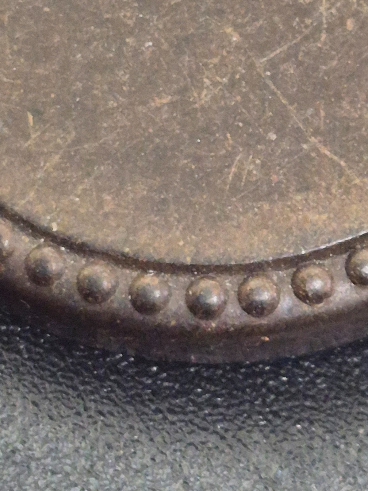 Antique 1851 Goodyear hard rubber button made by the Novelty Rubber Co. (N.R.Co)