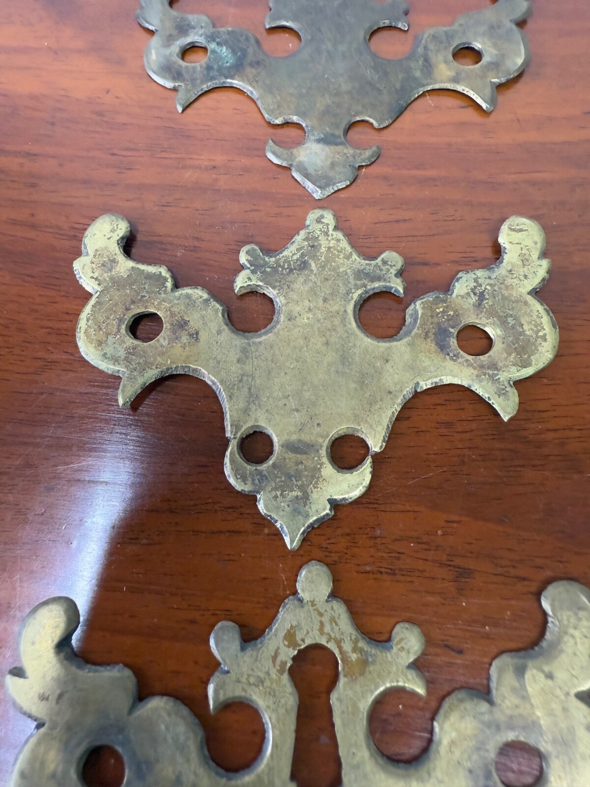 antique batwing chippendale brass plates period hardware parts restoration 1780