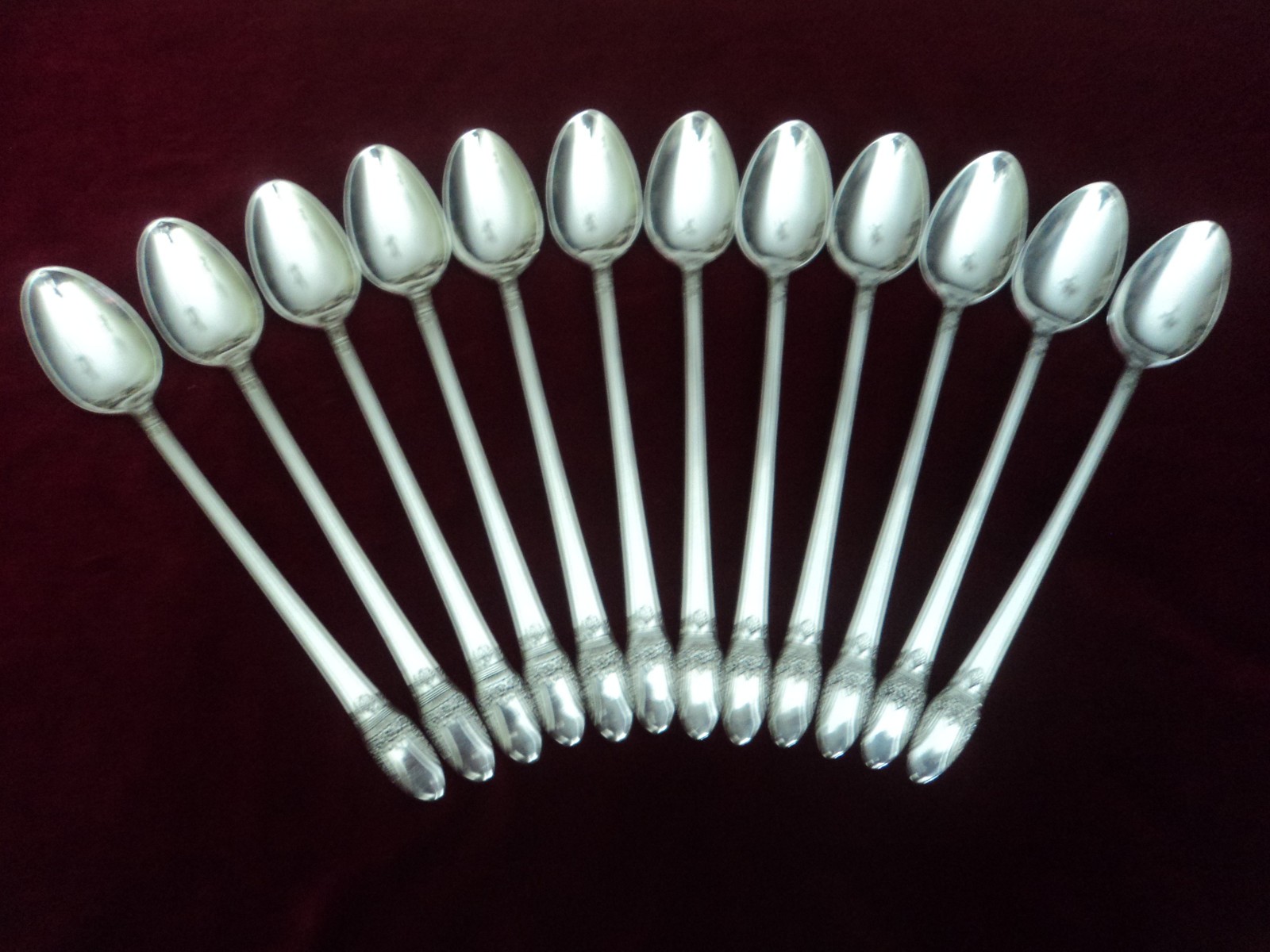 First Love Silverplate Lot of 12 Iced Tea Spoons Rogers Flatware 1937