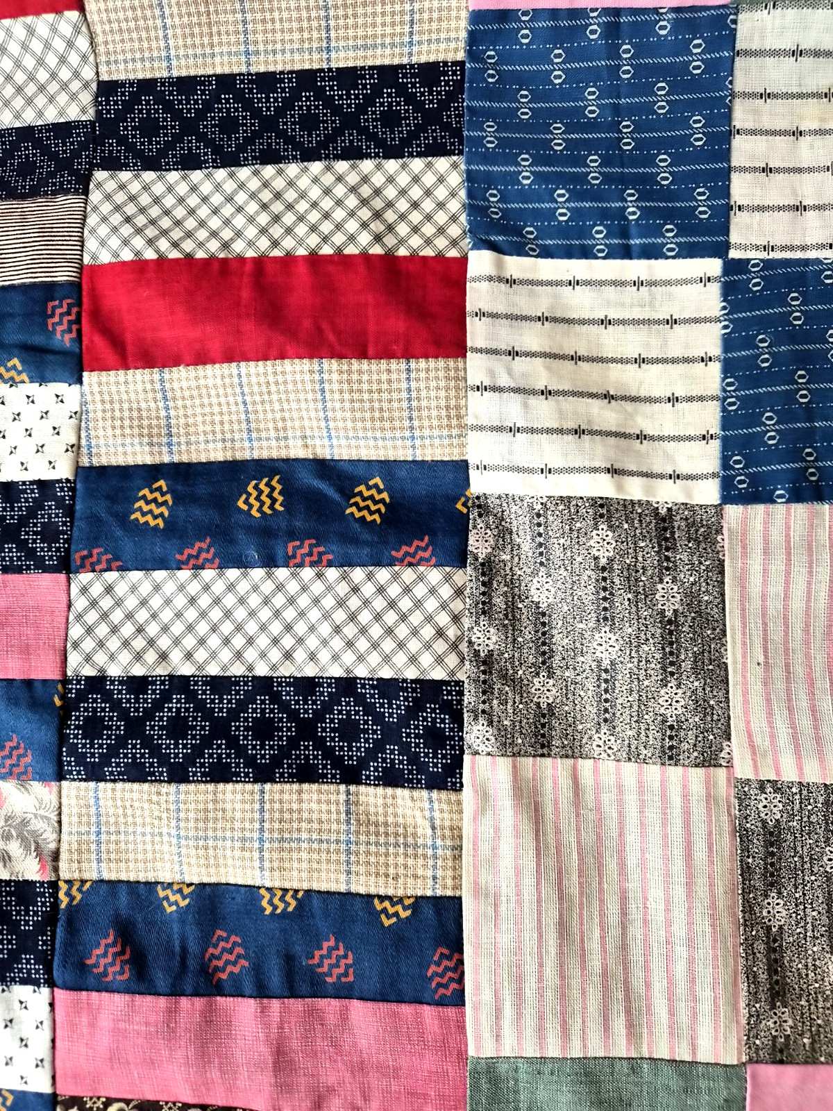 Clean and Crisp Antique Circa 1900 Unused Quilt Top….Great Picnic Tablecloth!