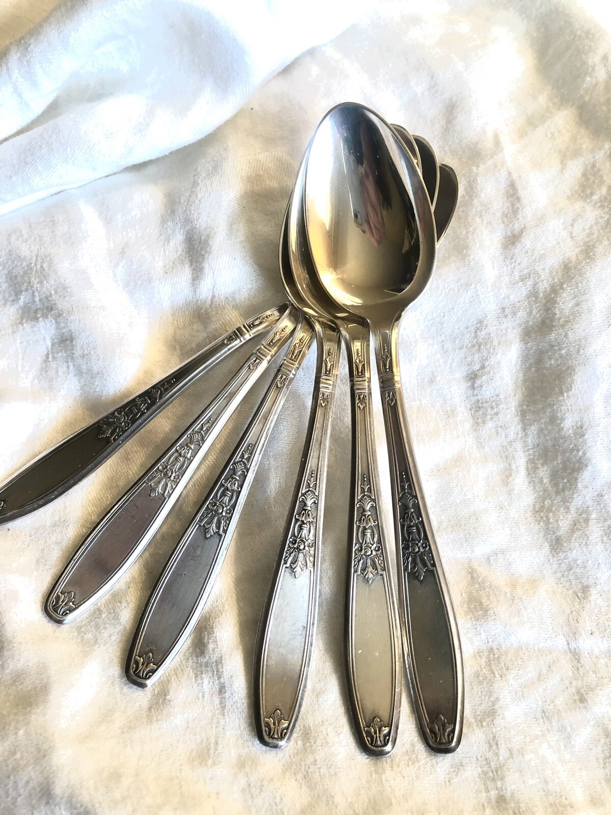 6 Ant 1919 AMBASSADOR Silverplate Oval Place Soup Dessert Spoons 1847 Rogers