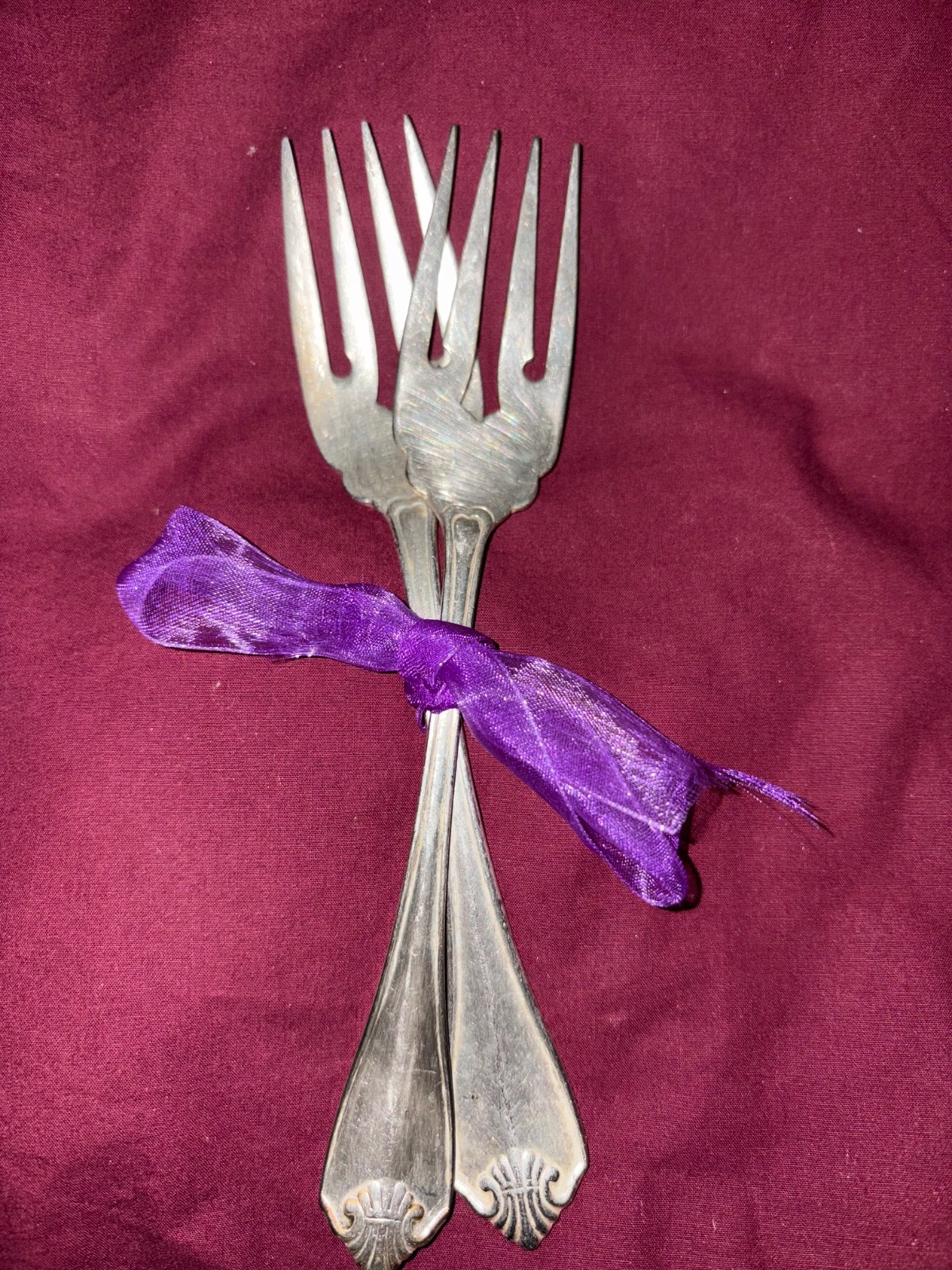 Vtg Rogers 1881 Oneida King James Pattern Silverplate Set of 2 Salad Forks