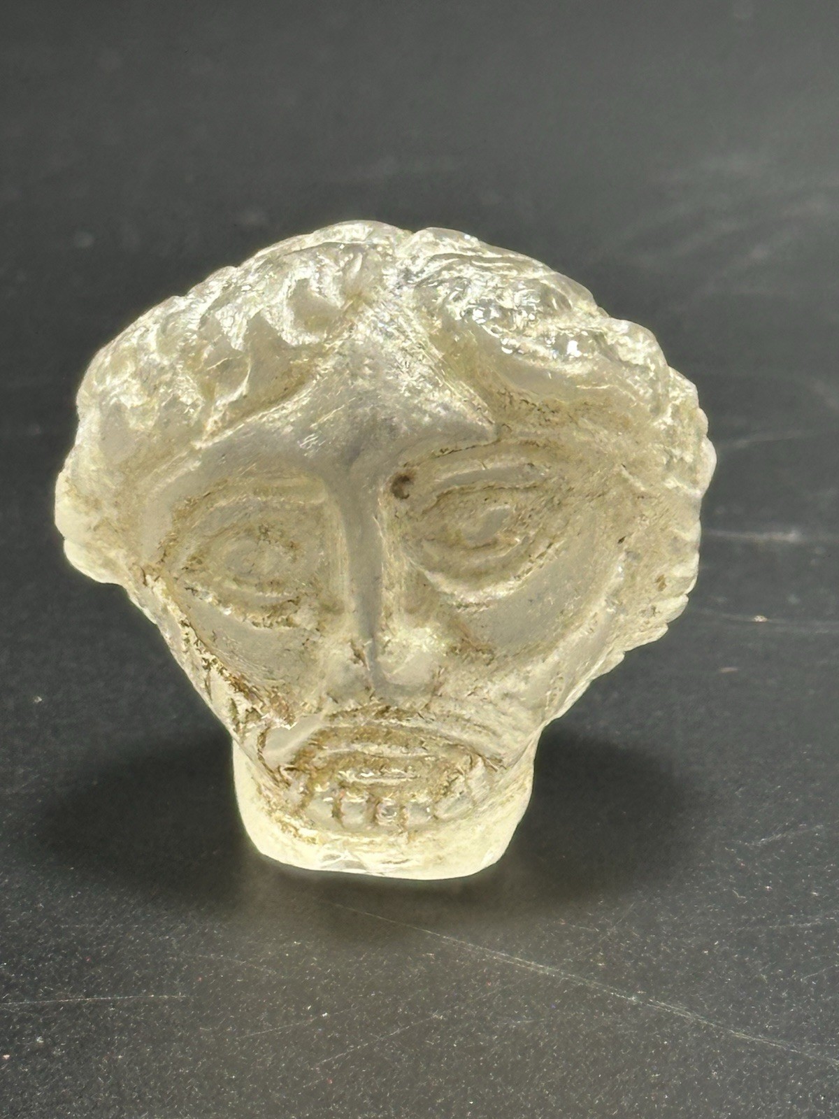 Old Roman Greek Crystal Head Statue Figure