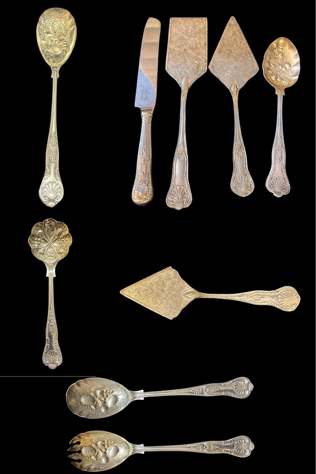 9 VTG Kings Pattern Serving Lasagna Pie Slice Wedding Knife Spoon Salad Server