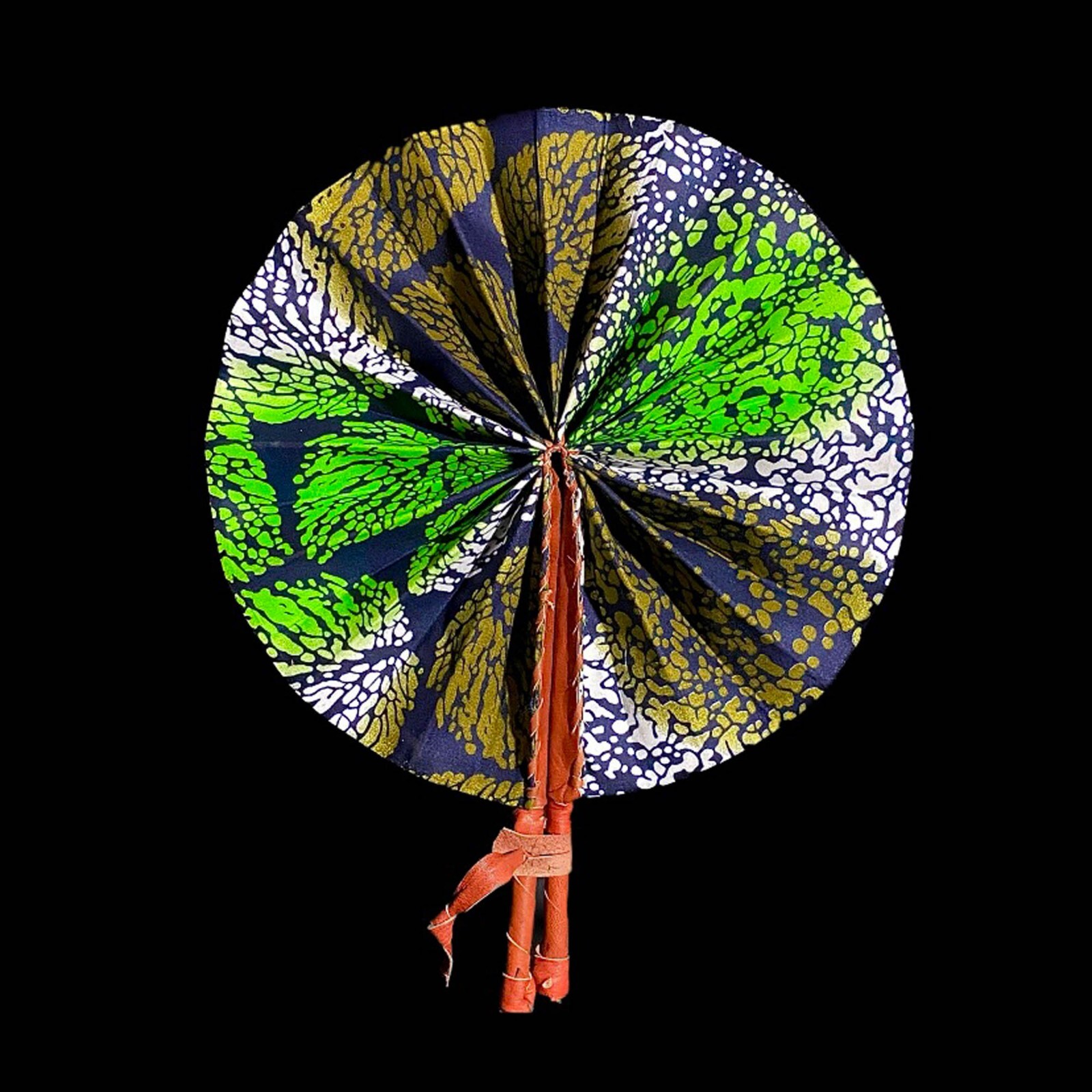 African Kente Cloth Hand Fans Set of 3 Foldable Tribal Art Collectible Deco-7665