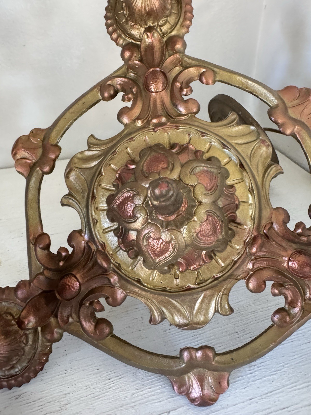 WOW Antique 3 Bulb Art Deco Cast Chandelier Hanging Ceiling Light Fixture 1930s