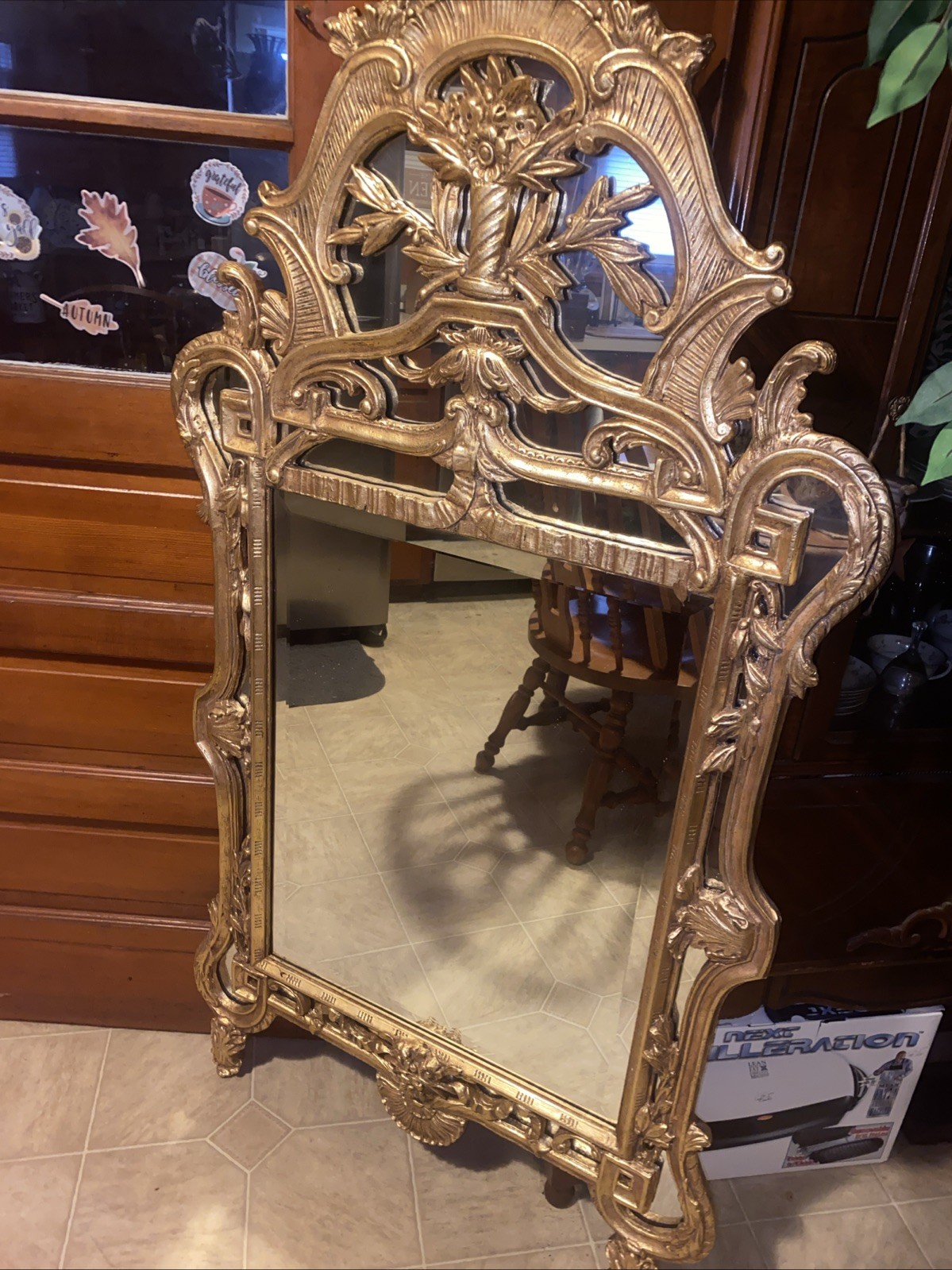 Vintage Rococo Revival Giltwood Decrotive Arts Mirror Wall Decor
