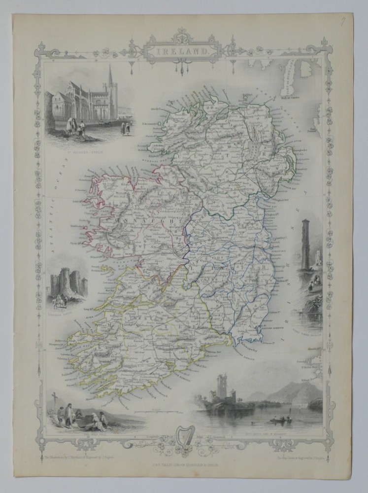 IRELAND ORIGINAL STEEL ENGRAVING BY TALLIS 1851