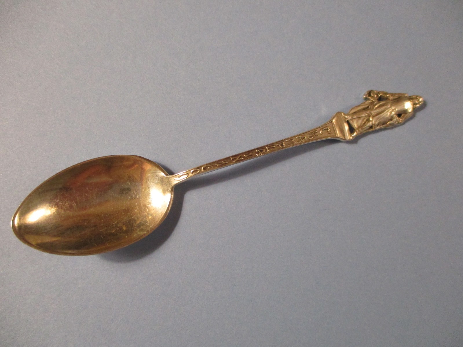 Souvenir spoon, CMS sterling, Champlain 1609, full figure Champlain on handle