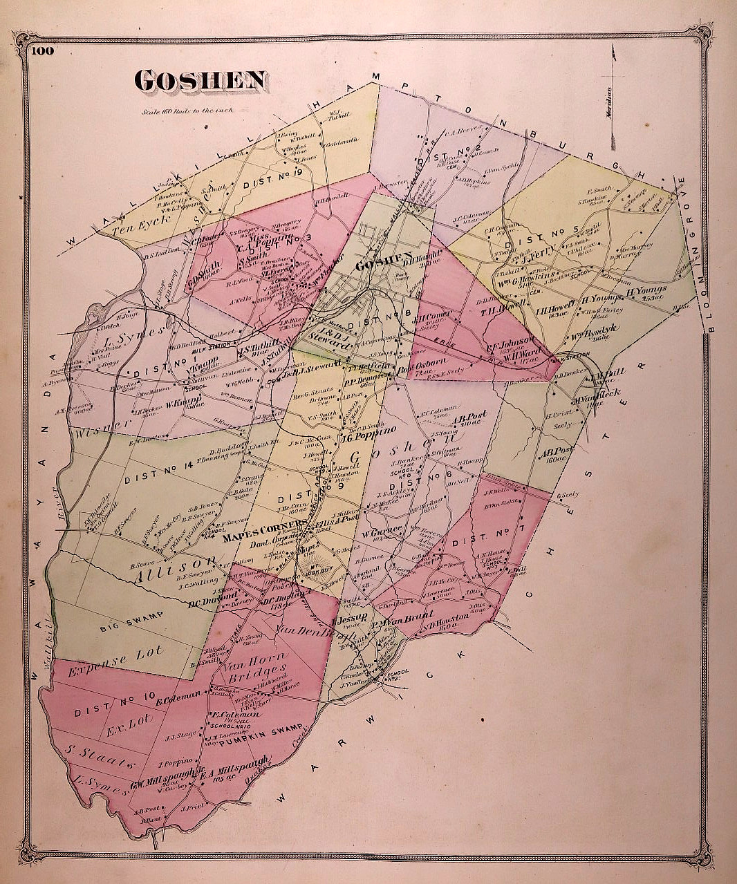 Antique 1875 Plat Map ~ Goshen Twp., Orange County, New York (14×17)-#15