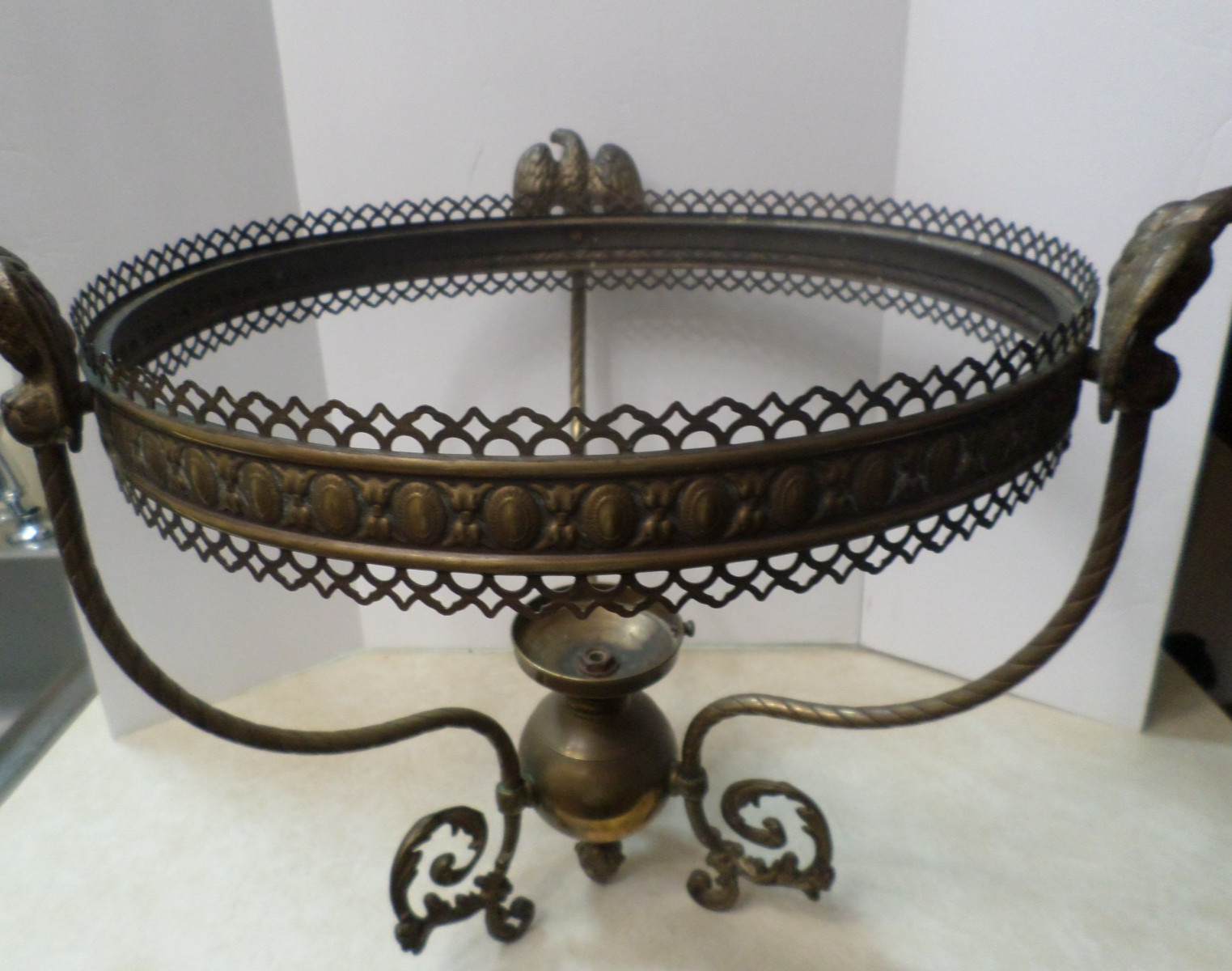 Antique Brass Chandelier W/Eagles/ For Parts Only