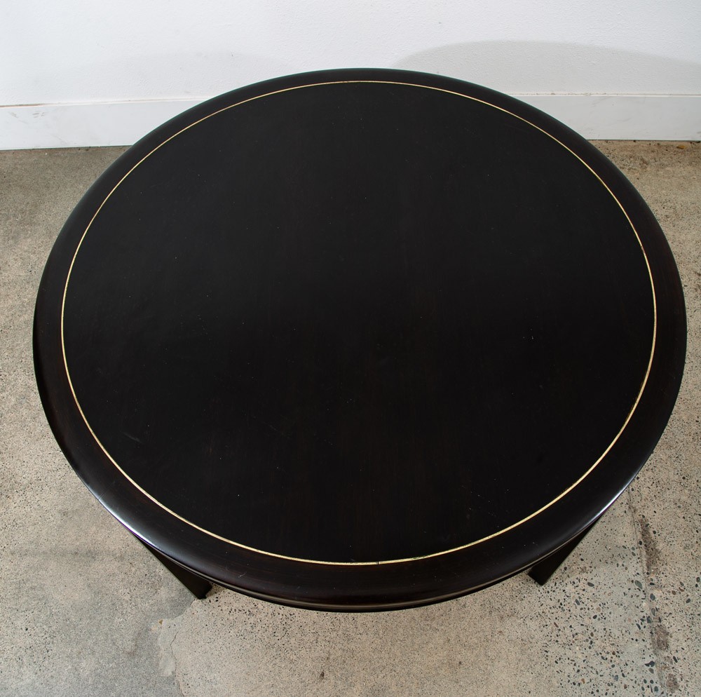 Mid Century Modern Dining Table Card Walnut Round Custom Vintage Brass Gold Mcm