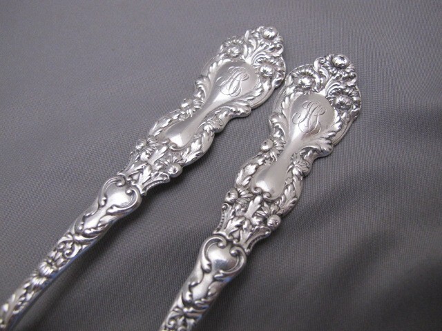 TWO Gorham IMPERIAL CHRYSANTHEMUM (1895) DESSERT / OVAL SOUP SPOONS-7 1/2 In