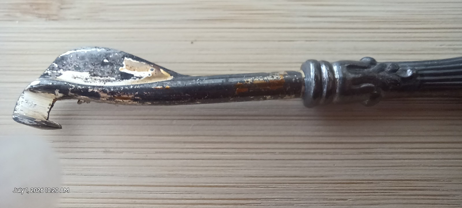 Antique Button Hook Victorian Or Edwardian Floral Silver Handle & Case