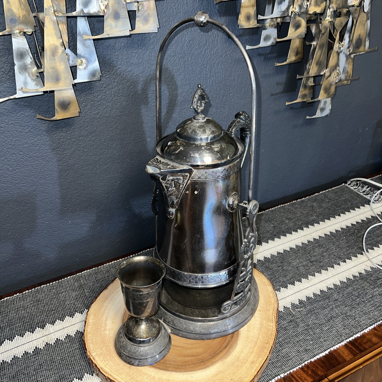 AWESOME Pairpoint New Bedford Victorian TILTING Water PITCHER Stand Goblet PICS