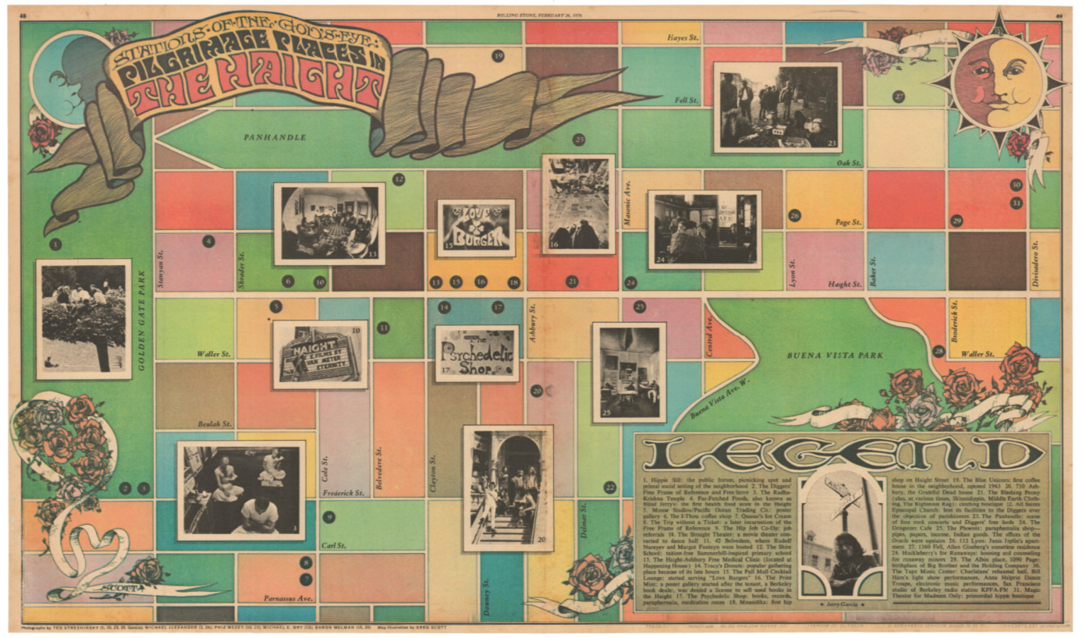 1976 Psychedelic ‘Hippie Pilgrimage Map’ of Haight-Ashbury, San Francisco