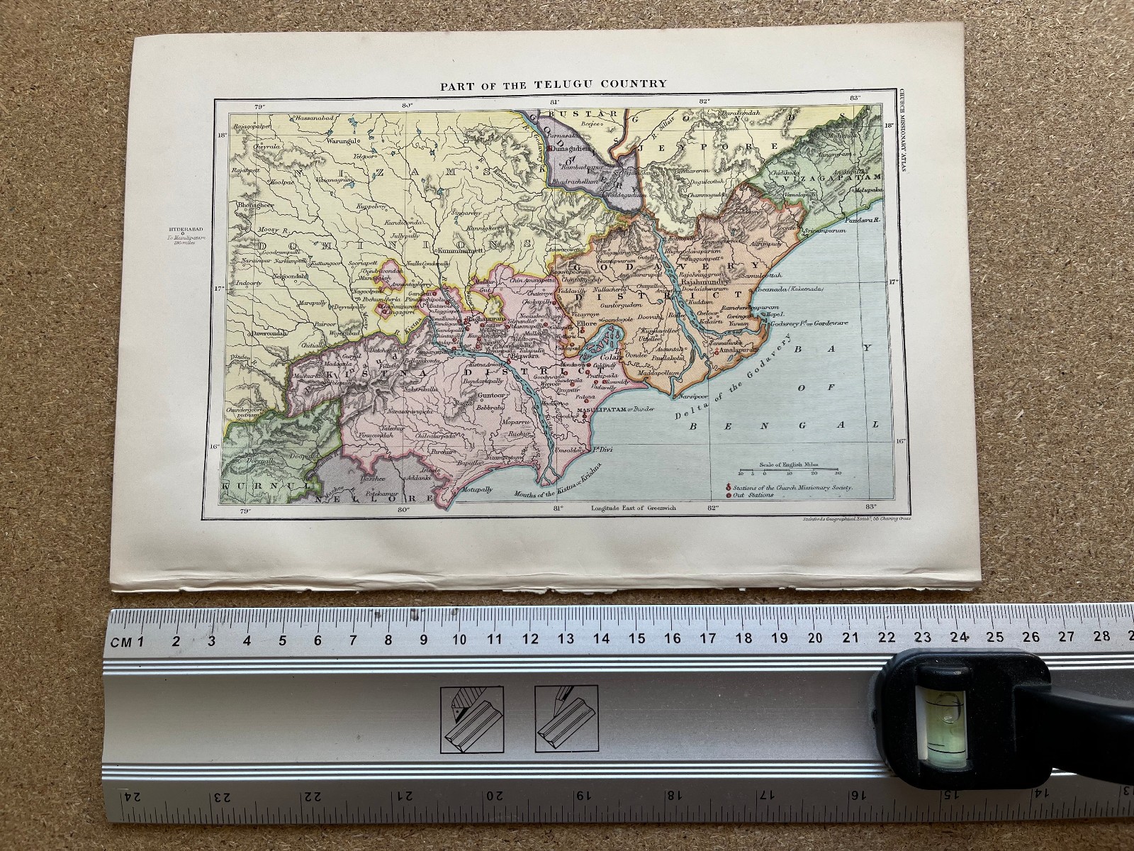Antique map of part of the Telegu Country India 1879 A1169