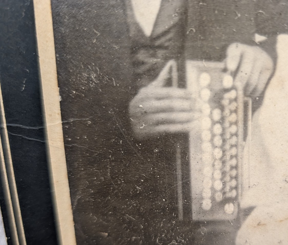Antique Man & Woman Cabinet Card Portrait Photo w Flutina Accordion Baltimore MD