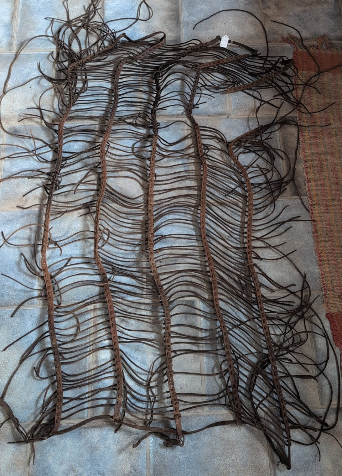 Rare Antique Vtg Fringed Leather Horse Shoo Fly Blanket Equestrian Western Decor