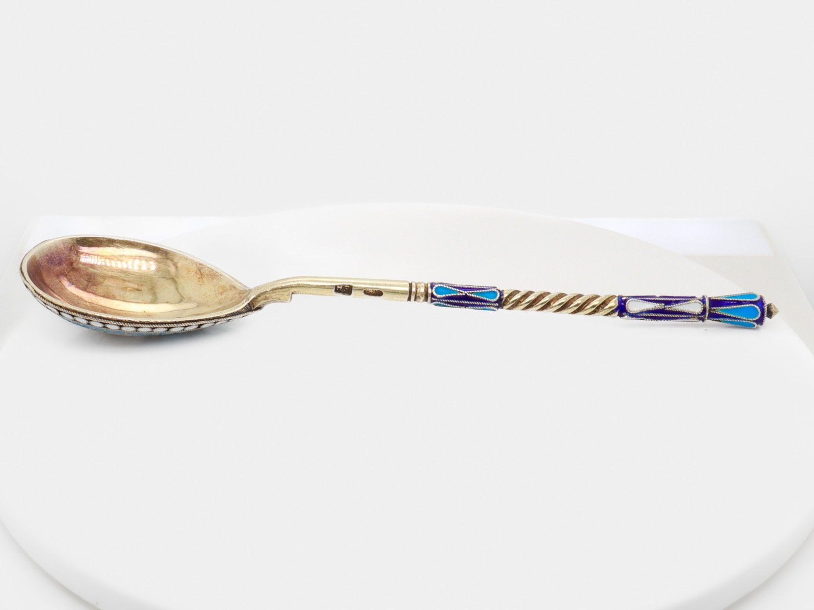 Antique 19th Century Russian Imperial Silver & Cloisonne Enamel Spoon