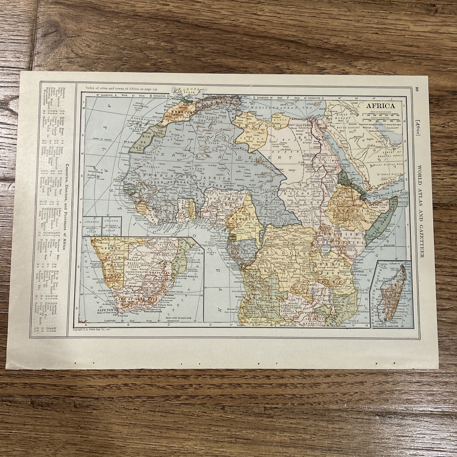 Antique 1917 Map Of Africa 15×11 Inches