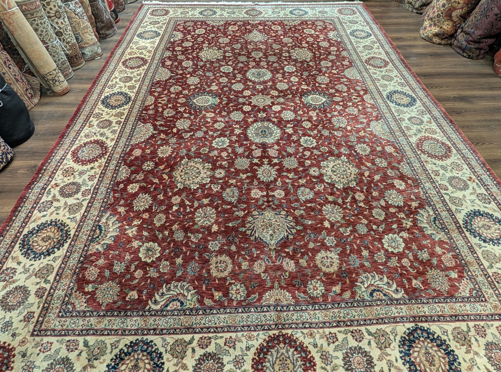 Pak Per’sian Rug 10×15, Rust Red, Floral Allover, Fine 210 KPSI