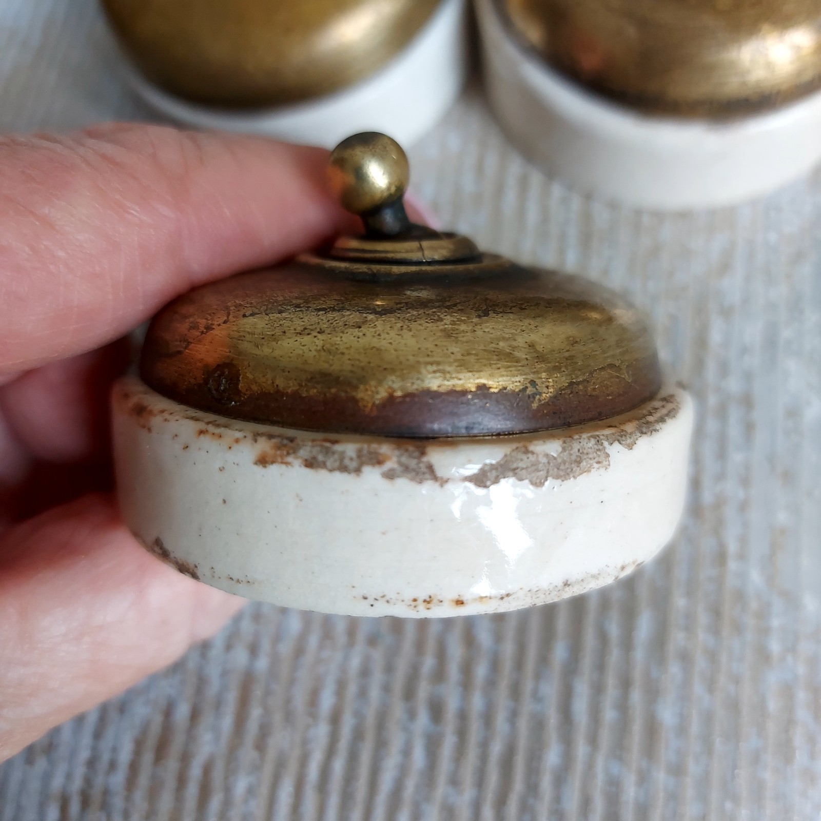 3 ANTIQUE ART DECO PORCELAIN BRASS DOLLY LIGHT SWITCHES CRABTREE & OTHERS JOBLOT