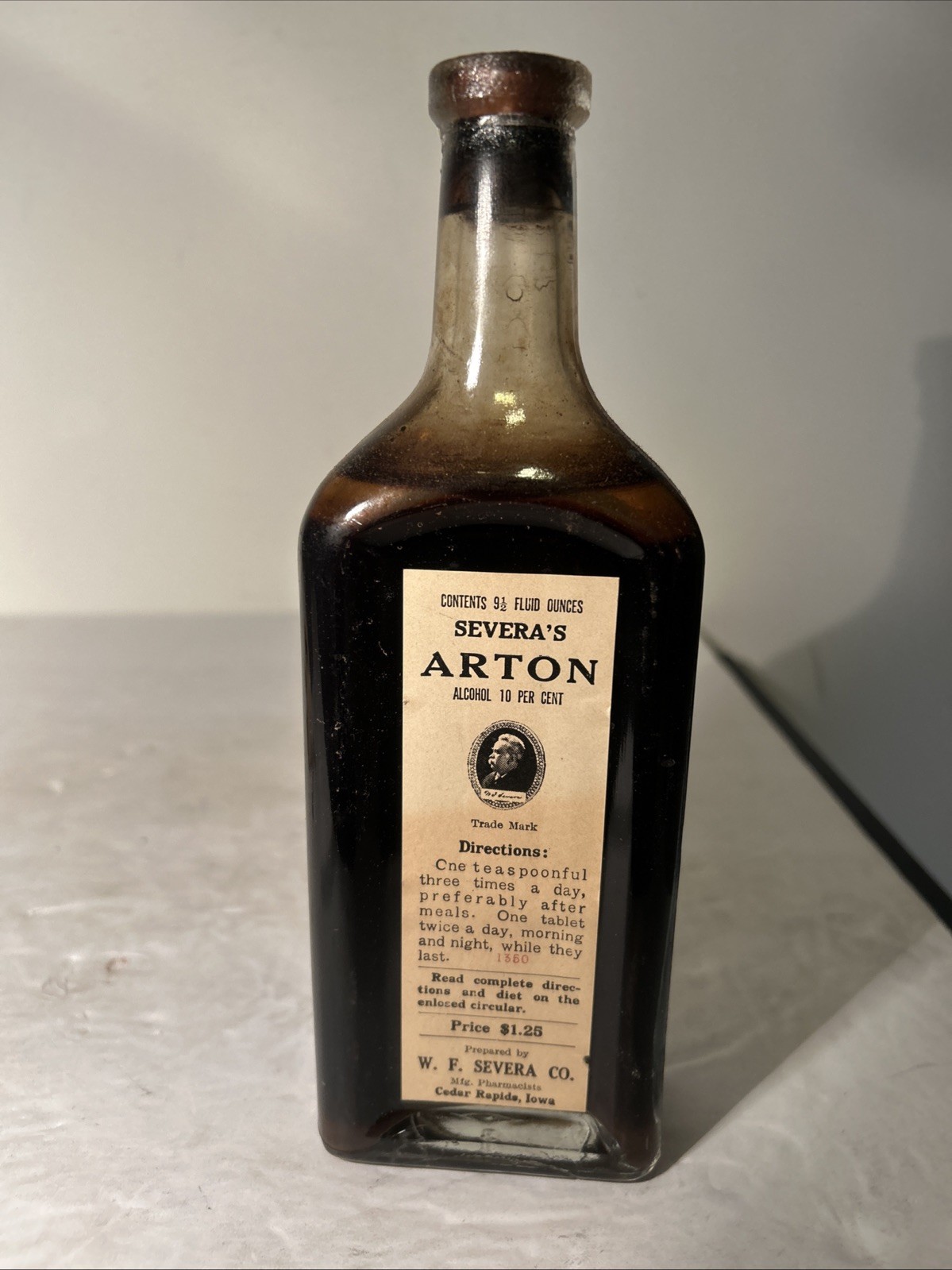 W.F. Severa’s Quack Medicine Bottle, Box ,Tablets and Instructions Cedar Rapids