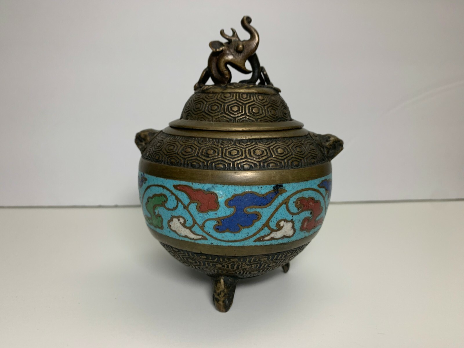 Antique Rare Vintage Collectible Brass Cloisonne Burner