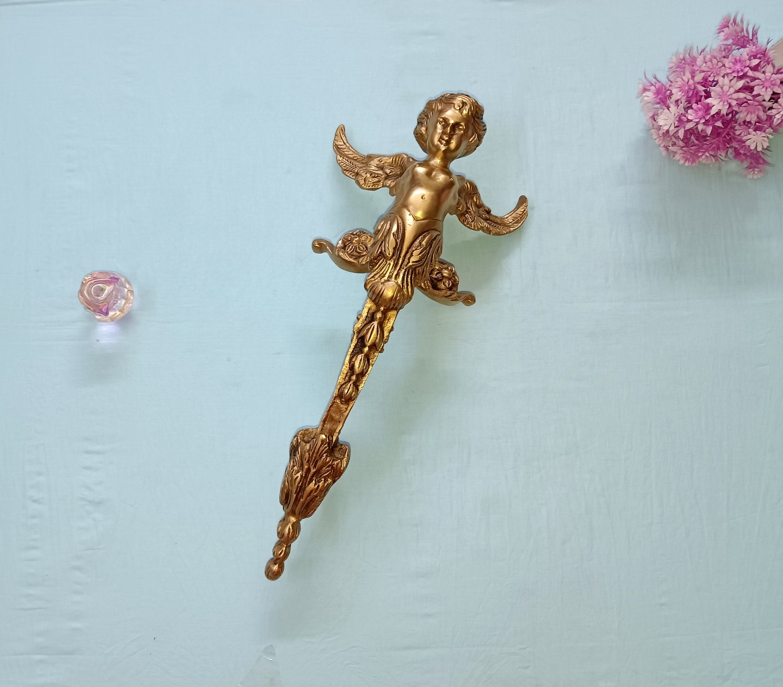 12″ inch Flying Girl Design Main Door Handle Brass Greek Angel Door Pull DM404