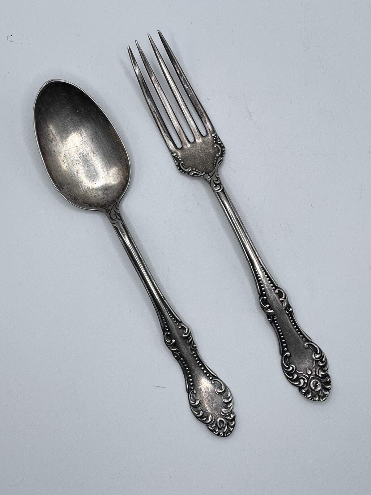 Wm. A Rogers A1 (Oneida) Silverplate 5.75” Teaspoon & 6” Fork. 1898