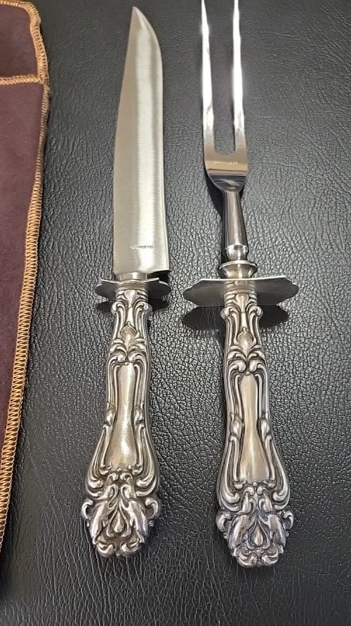 1915 Champlain Amston Frank Whiting Marked “Sterling” Handle Carving Knife Fork