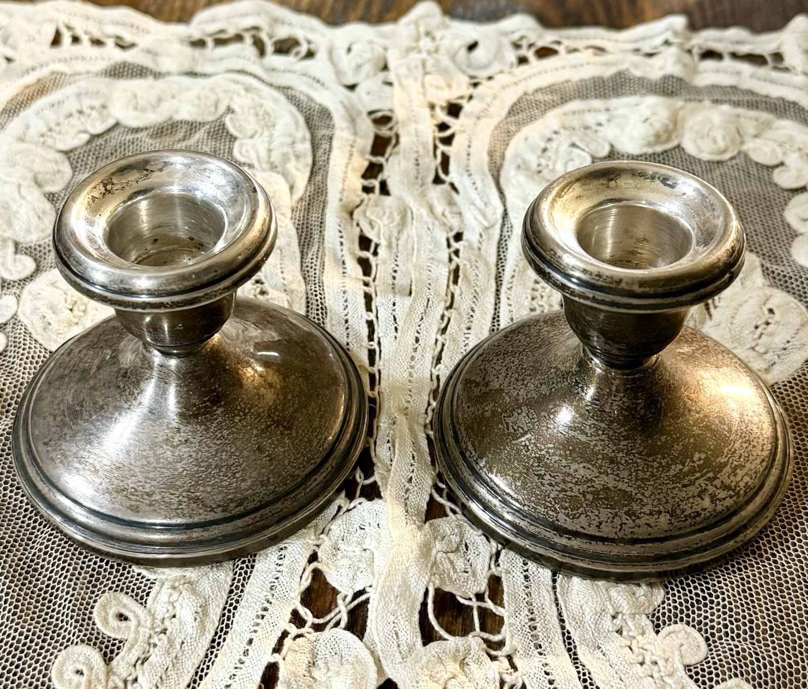 Vintage Gorham Small Sterling Candlesticks Weighted 286g