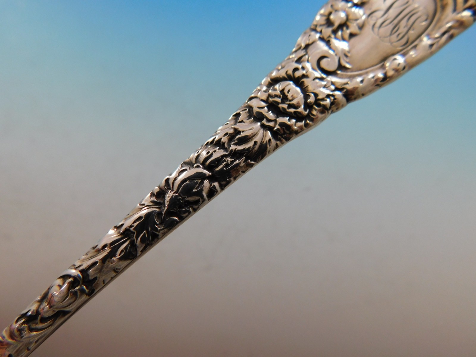 Chrysanthemum by Durgin Sterling Silver Preserve Spoon 7 1/2″ Serving Piece