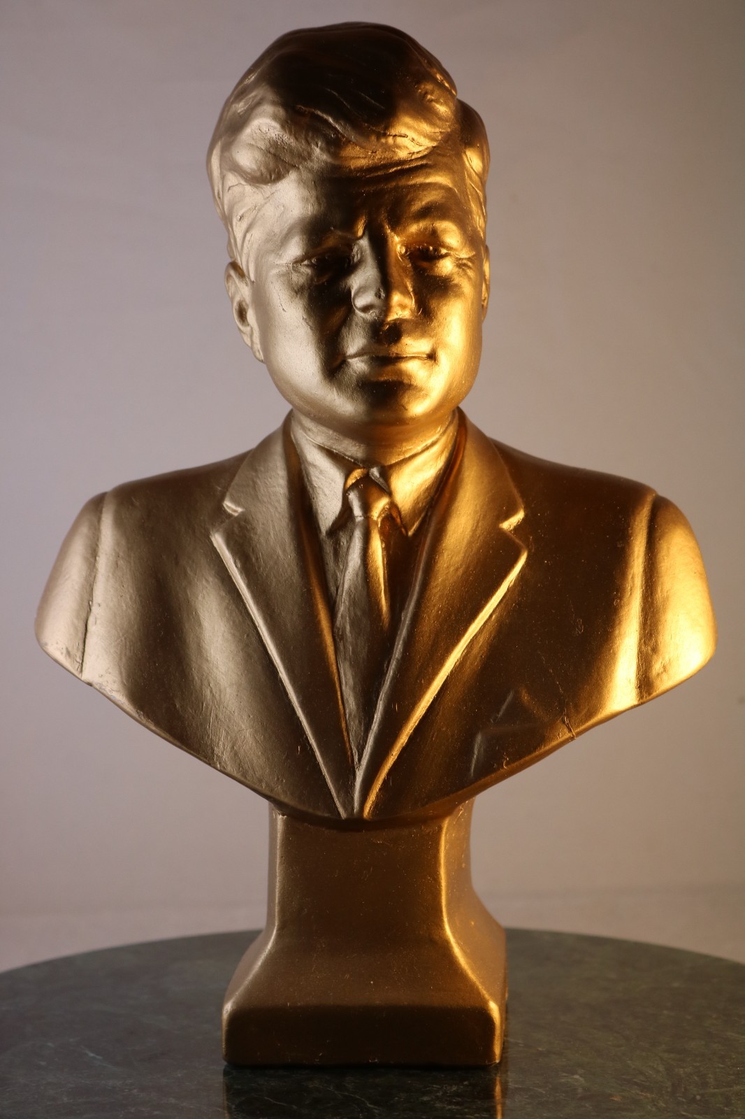 Large 12” John F. Kennedy Presidential Bust JFK Gold Ceramic Presidential Statue