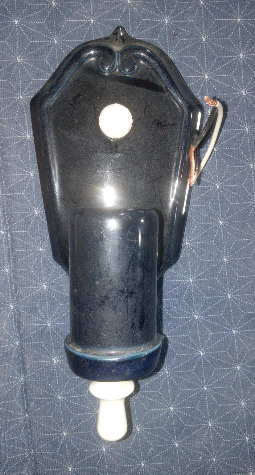 VTG Art Noveau Wall Sconce Black Ceramic with Mounting Hardware Switch Rewired