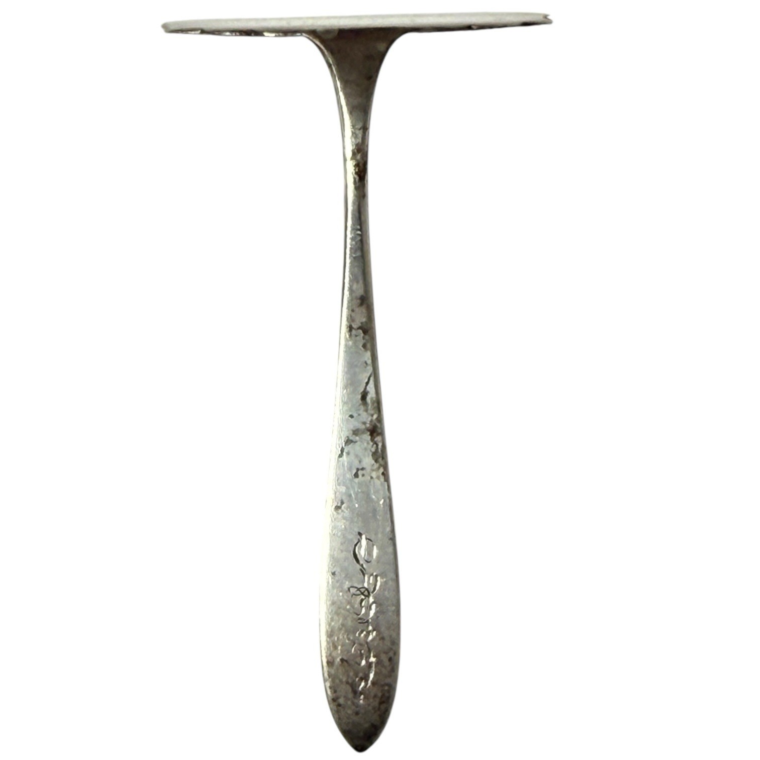 Antique Vintage Sterling Silver Baby Food Pusher Utensil Monogram Early 20th Cen