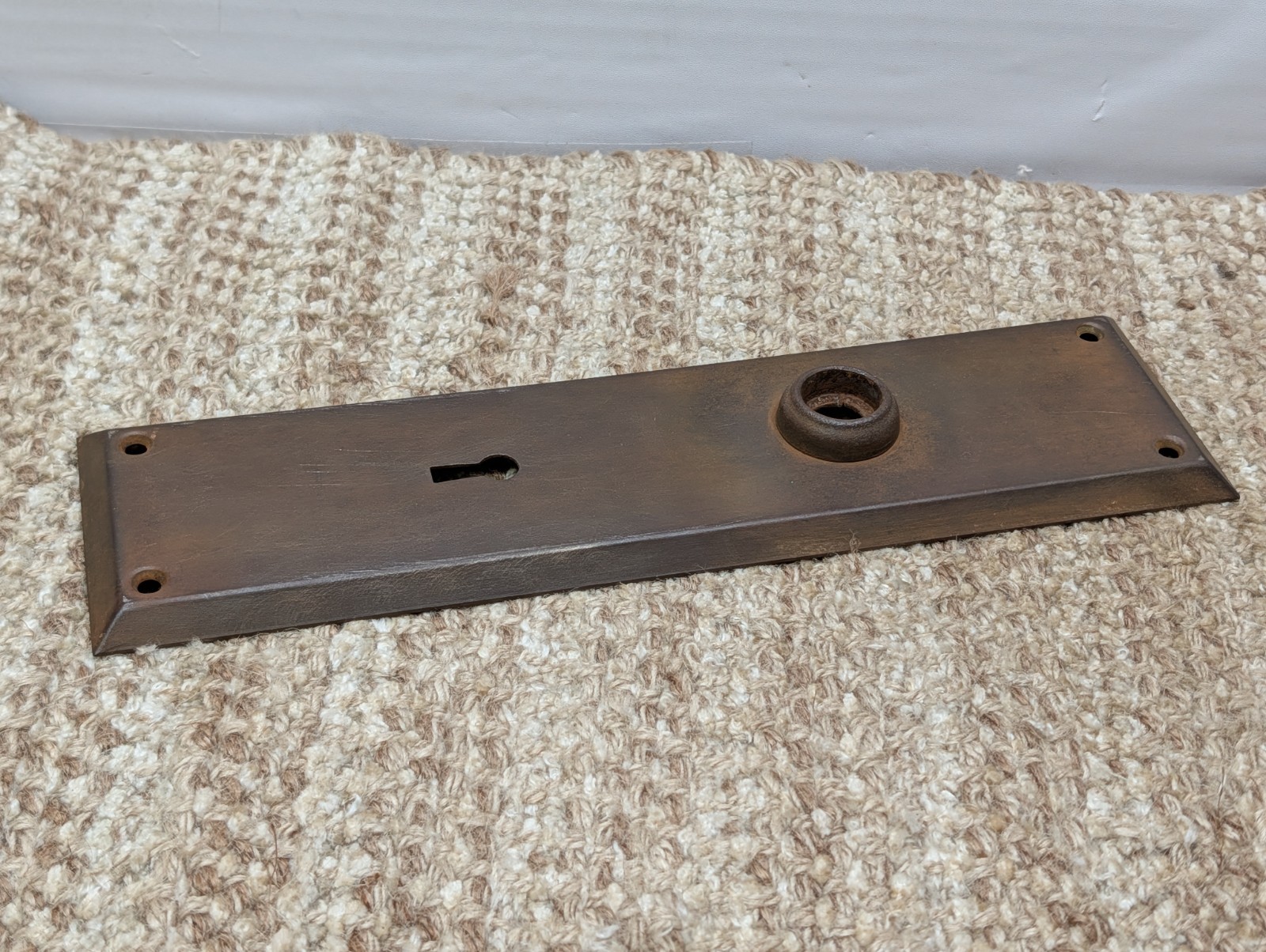 2 3/4″ x 10″ Antique Stamped Steel Door Knob Plate