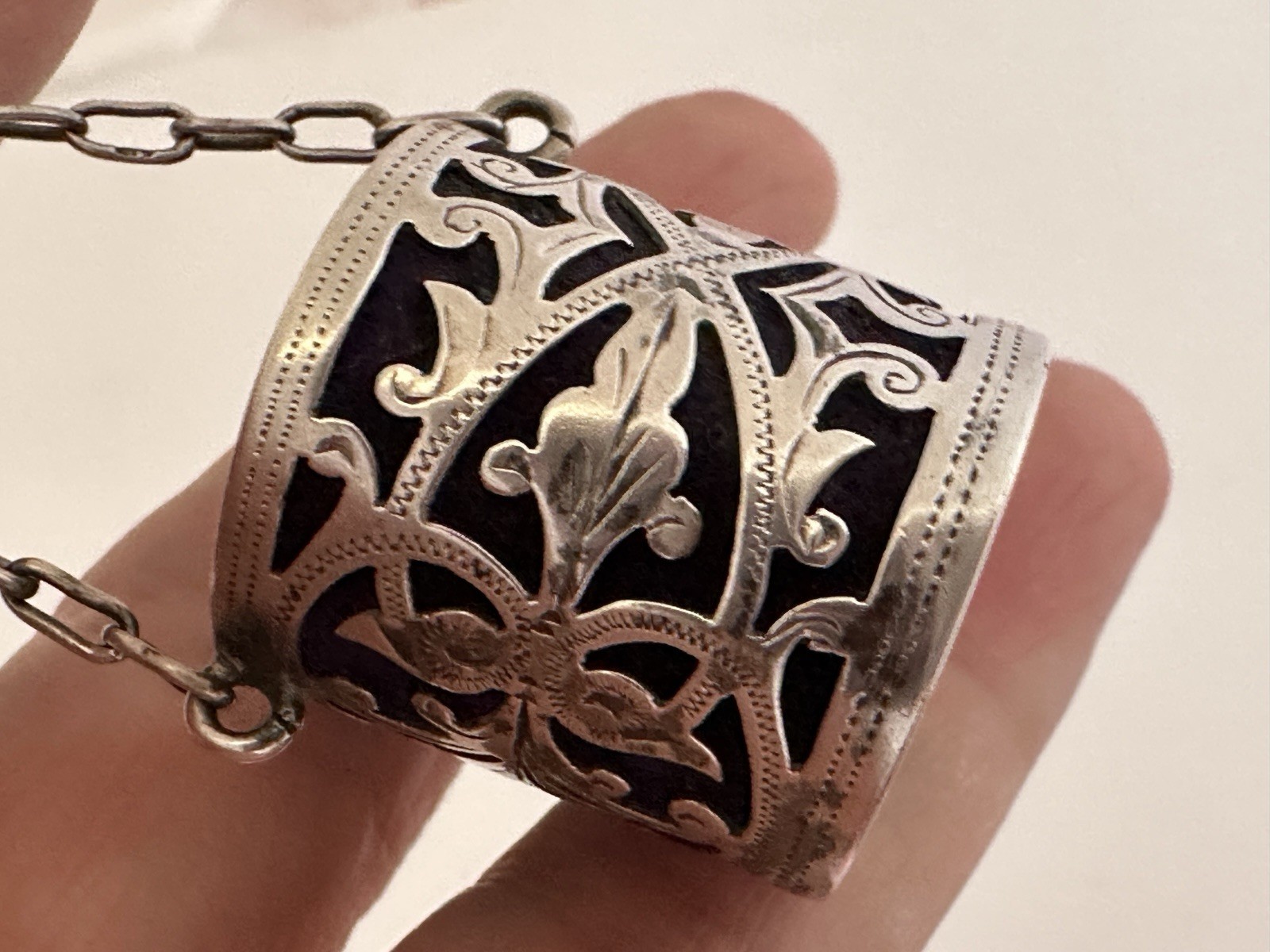 Victorian Solid Silver Chatelaine Thimble Holder Lawrence Emanuel c.1900
