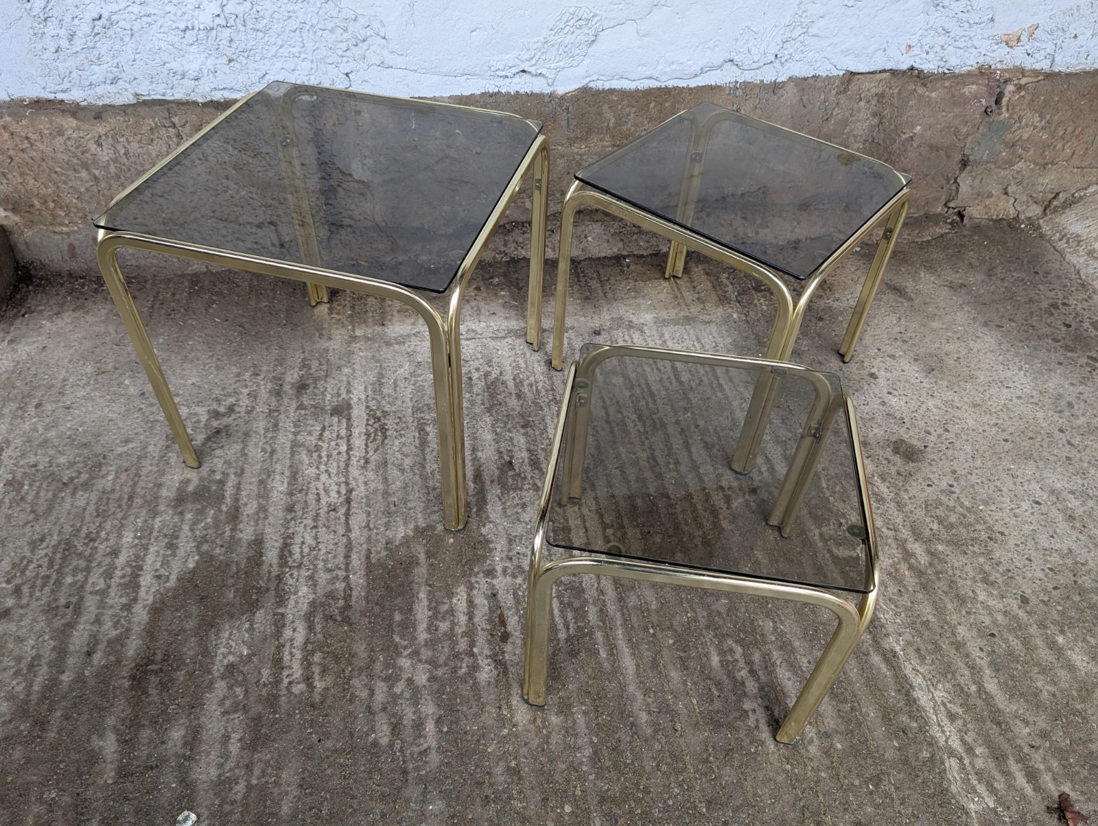 Nesting Tables 3X Side Tables Coffee Table 70S Hollywood Regency Vintage 80S