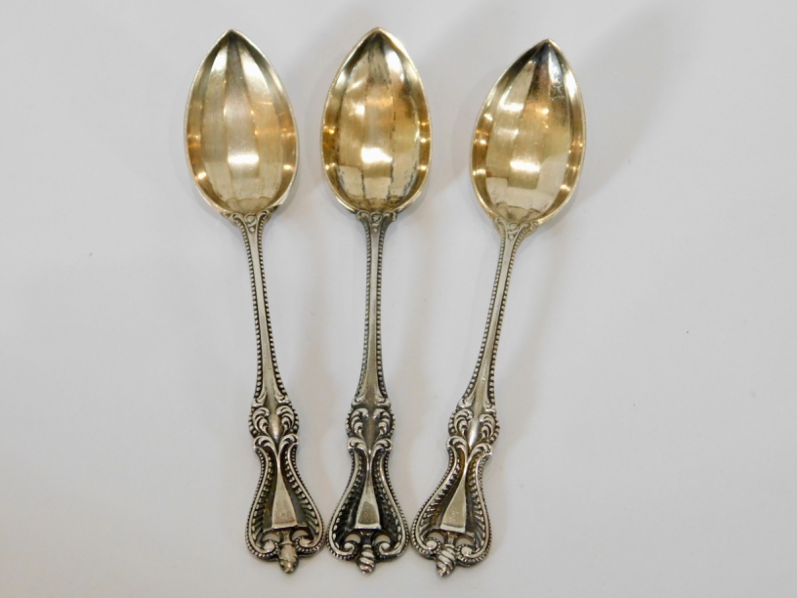 3 Towle Old Colonial Sterling SIlver Gold Wash Demitasse Spoons