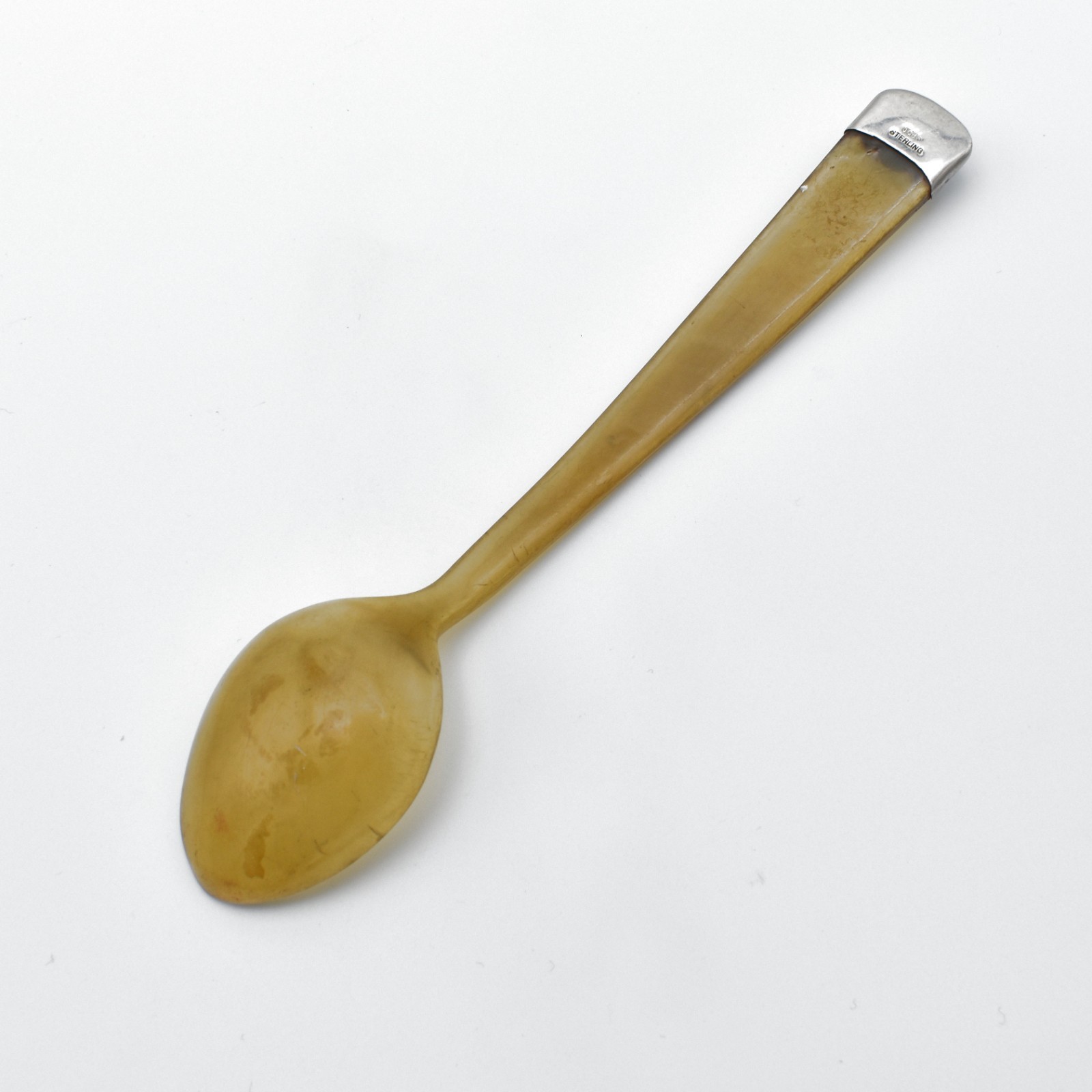 Antique Edwardian Scottish Silver Mounted Horn Spoon
