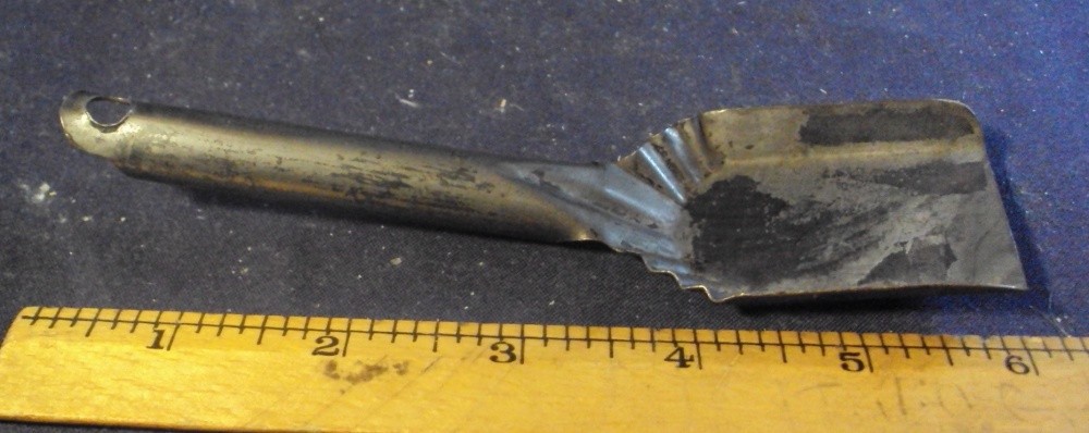 Mini Miniature coal shovel 6″ long pressed steel toy