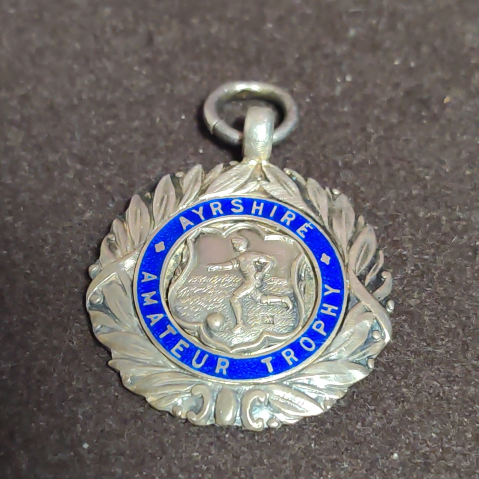 ANTIQUE STERLING SILVER BIRMINGHAM 19357 FOOTBALL MEDAL, WATCH FOB 1957