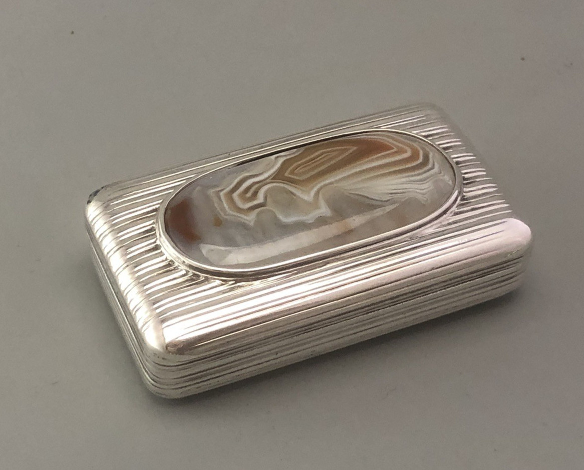 George III Silver & Agate Snuff Box John SHaw Birmingham c1805 68g ADEZX