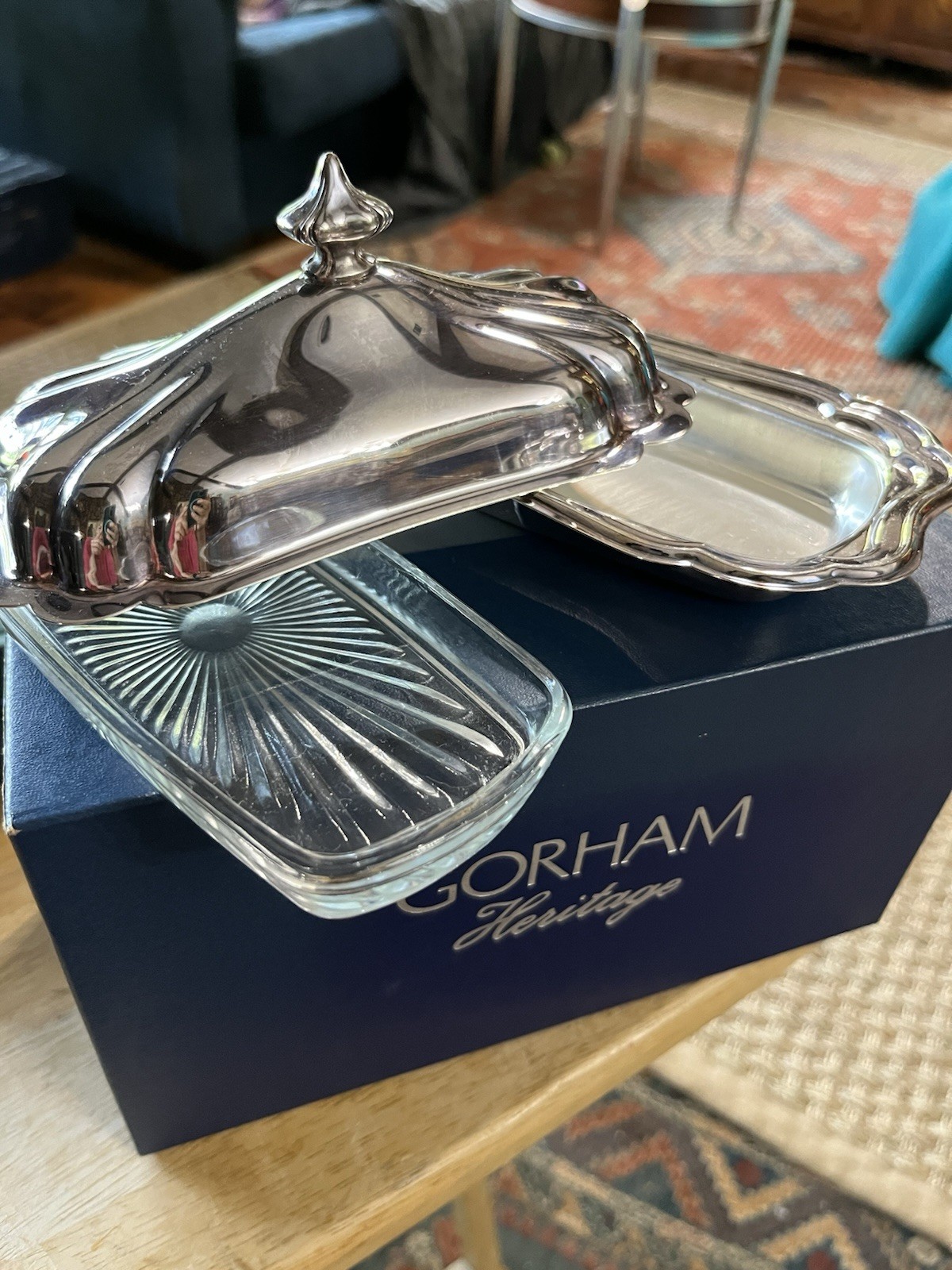 Gotham Heritage Silver plate Butter Dish In Original Box