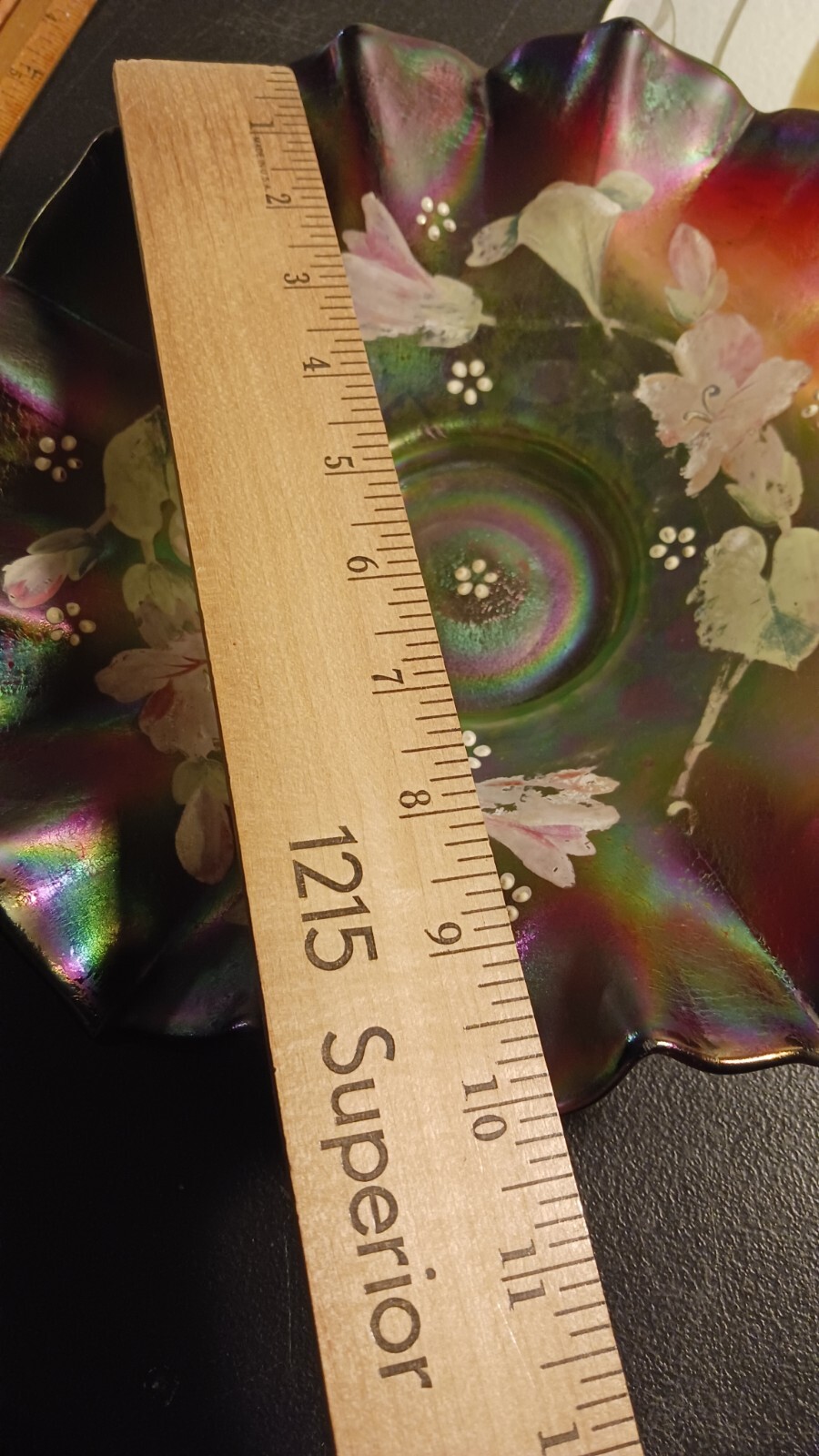 Antique Bohemian Glass Bowl Rindskopf Pepita Iridescent Art Nouveau