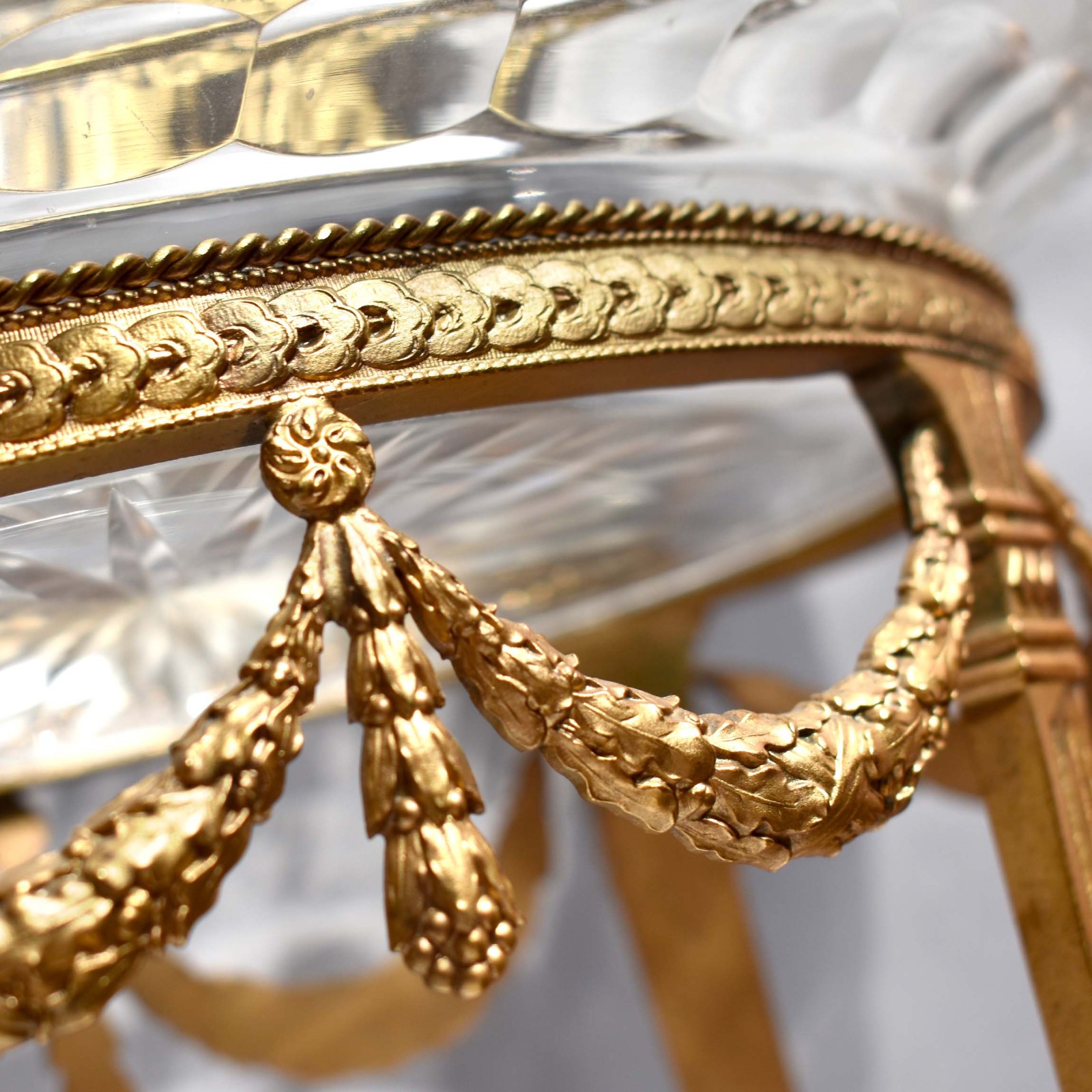 Crystal Bowl – Gilt Bronze Ormolu Filigree – Neoclassical Empire France, c 1850