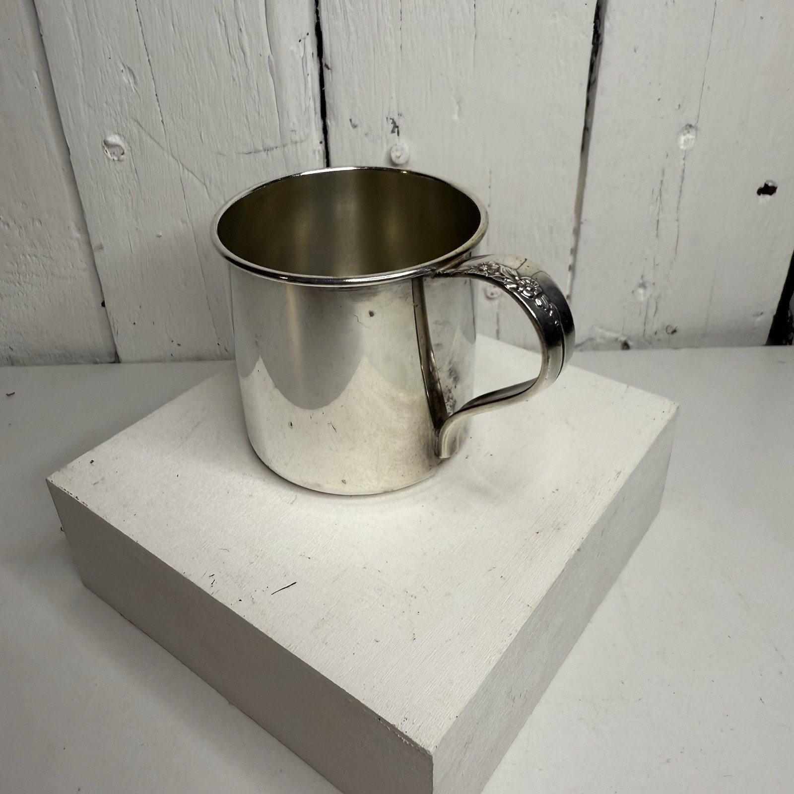Vintage 1881 Rogers Silverplate Child’s Cup Lilac Pattern –Wallace Wedding Decor